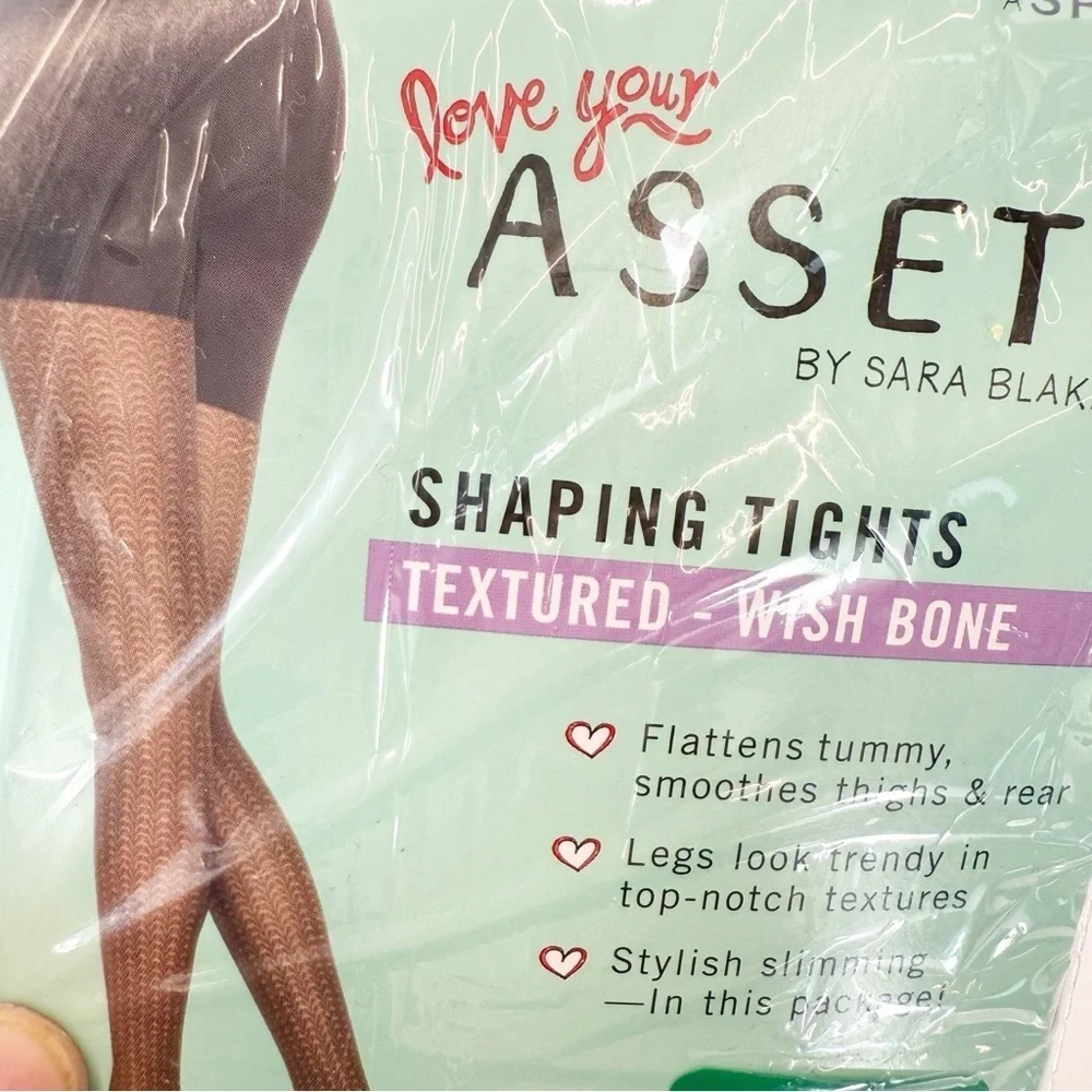 NWT Spanx Love Your Assets Black Shaping Tights in Textured Wishbone, Size 3 (L)